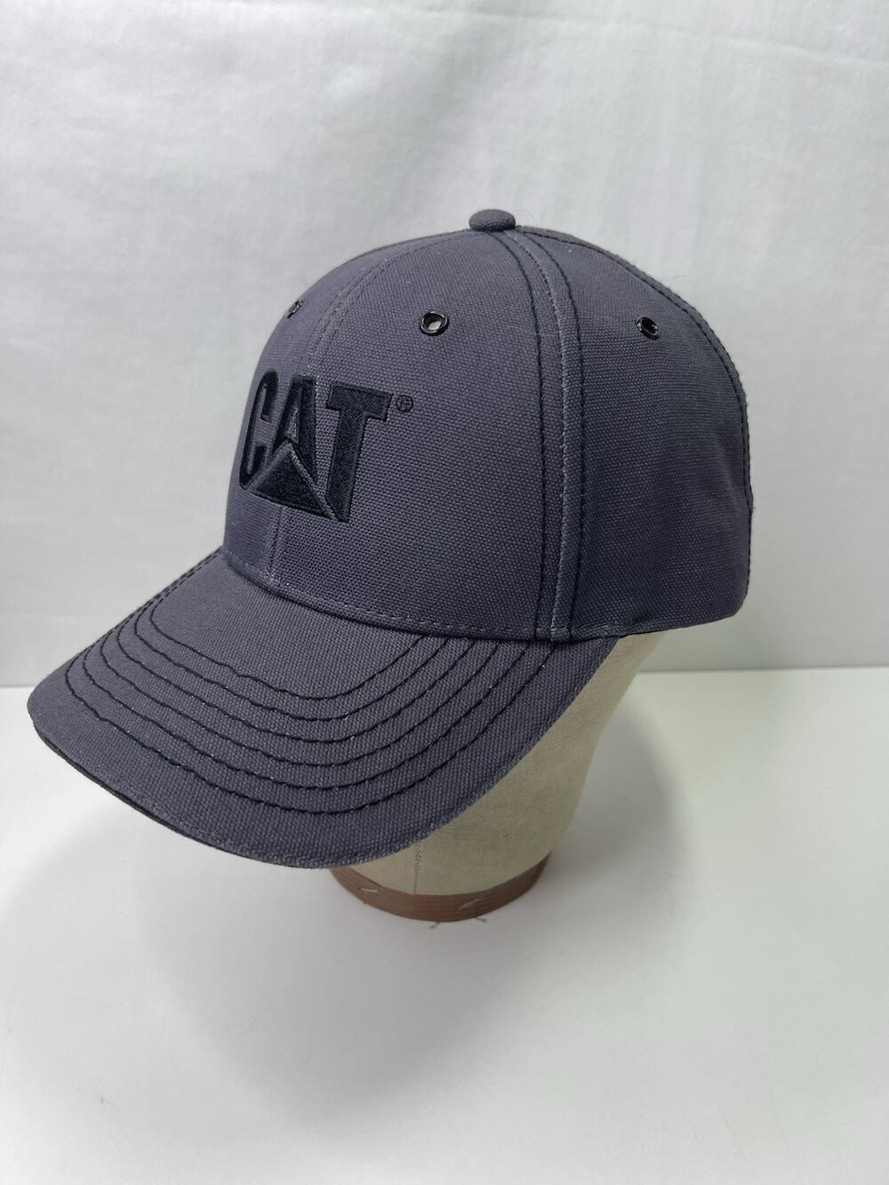 Caterpillar CAT Hat Gray Baseball Cap Black Embroidered Logo Adjustable Cotton